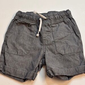 Cat Jack Kids Boys Chambray Roll Tab Shorts Size 18M Gray Elastic Waist